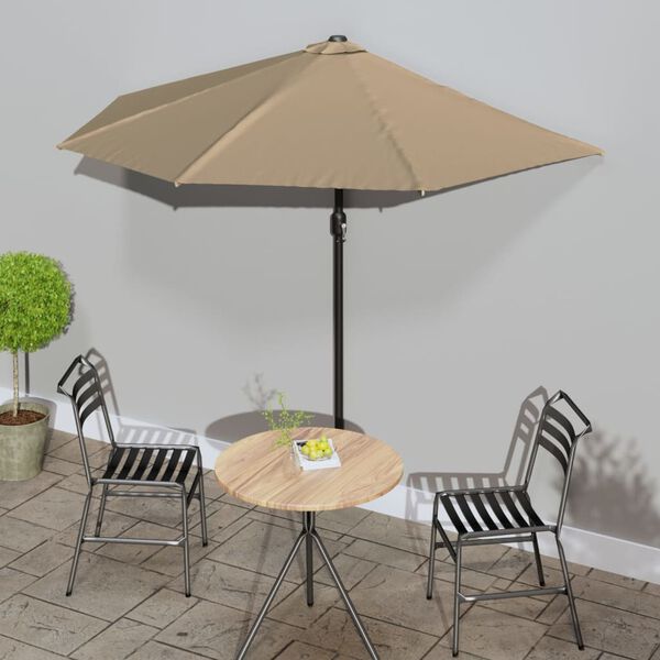vidaXL Garden Parasol with Aluminium Pole Taupe 270x144 cm Half