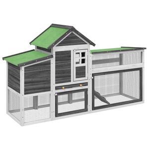 vidaXL Chicken Coop Grey 186.5x58.5x113 cm Solid Wood Pine