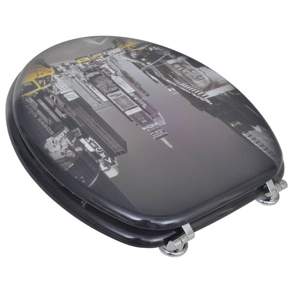 vidaXL Toilet Seats with Lids 2 pcs MDF New York