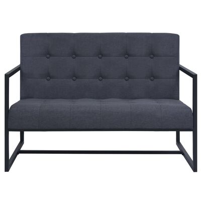 vidaXL 2-Seater Sofa with Armrests Steel and Fabric Dark Grey