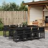 vidaXL 9 Piece Garden Dining Set with Cushions Black Poly Rattan