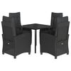 vidaXL 5 Piece Garden Dining Set with Cushions Black Poly Rattan