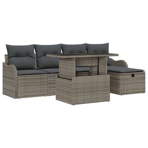 vidaXL Garden Sofa Set with Cushion 6 pcs Grey Poly rattan