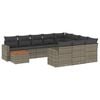 vidaXL 11 Piece Garden Sofa Set with Cushions Grey Poly Rattan