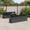 vidaXL Garden Sofa Set with Cushion 9 pcs Black Poly rattan