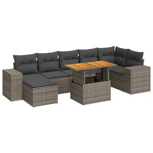 vidaXL 8 Piece Garden Sofa Set with Cushions Grey Poly Rattan