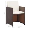 vidaXL 17 Piece Outdoor Dining Set with Cushions Poly Rattan Brown