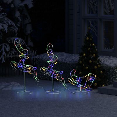 vidaXL Acrylic Christmas Flying Reindeer&Sleigh 260x21x87cm Colourful