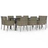 vidaXL 11 Piece Garden Dining Set with Cushions Black and Grey Poly Rattan