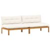 vidaXL Middle Sofa Unit 2 pcs Natural and Cream White Acacia Wood