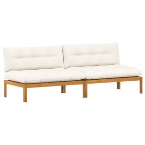 vidaXL Middle Sofa Unit 2 pcs Natural and Cream White Acacia Wood