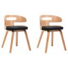 vidaXL Dining Chairs 2 pcs Black Bent Wood and Faux Leather