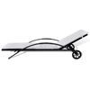 vidaXL Sun Lounger with Cushion & Wheels Poly Rattan Black