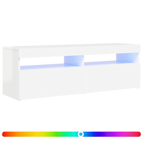 vidaXL TV Cabinet with LED Lights High Gloss White 120x35x40 cm