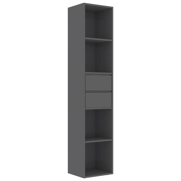 vidaXL Book Cabinet High Gloss Grey 36x30x171 cm Engineered Wood