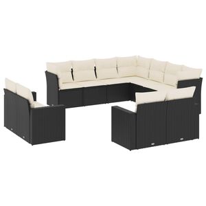 vidaXL 11 Piece Garden Sofa Set with Cushions Black Poly Rattan
