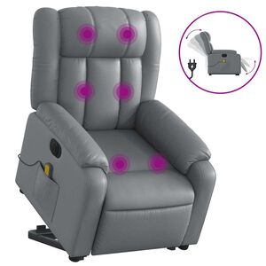 vidaXL Electric Stand up Massage Recliner Chair Grey Faux Leather