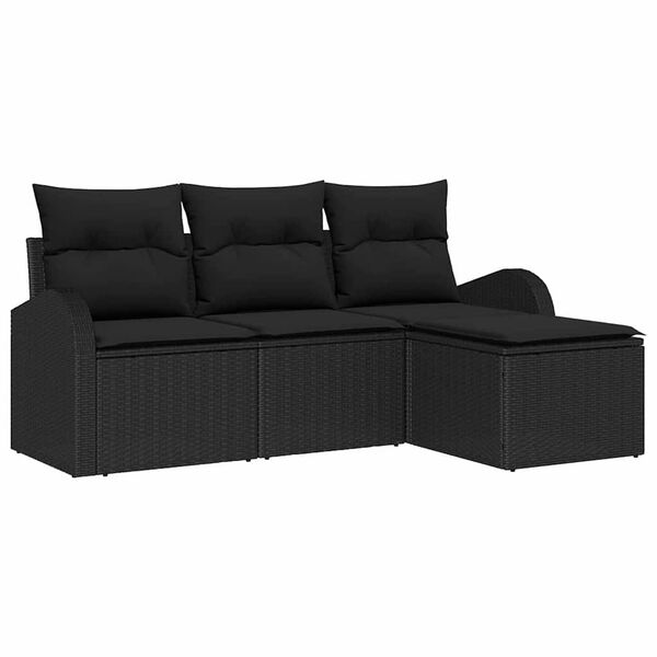 vidaXL Garden Sofa Set Black Poly Rattan