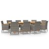 vidaXL 11 Piece Garden Dining Set with Cushions Grey