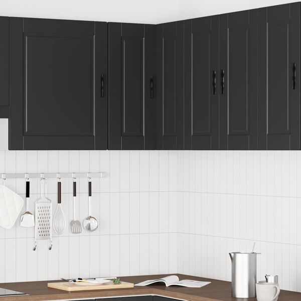 vidaXL Kitchen Wall Corner Cabinet "Porto" Black Engineered Wood