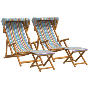 vidaXL Deck Chair 4 pcs 3 Position Solid Eucalyptus Wood Multicolour