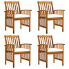 vidaXL Garden Dining Chairs 4 pcs with Cushions Solid Wood Acacia