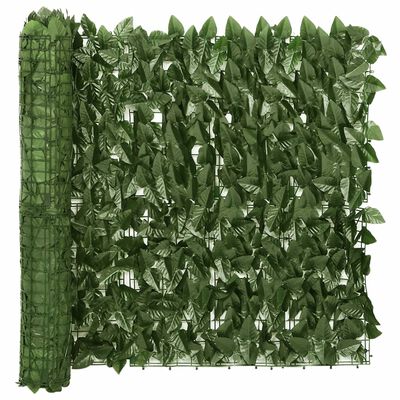 vidaXL Balcony Screen with Dark Green Leaves 300x75 cm