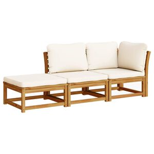 vidaXL 3 Piece Garden Lounge Set with Cushions Solid Wood Acacia