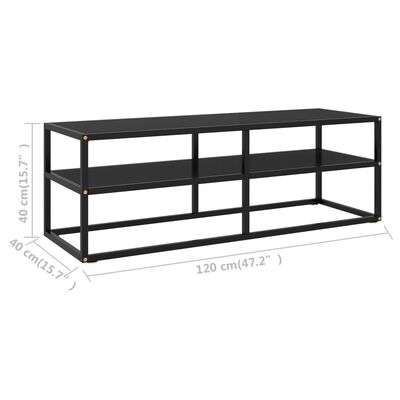 vidaXL TV Cabinet Black with Black Glass 120x40x40 cm
