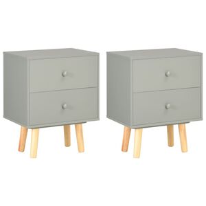 vidaXL Bedside Cabinet | Set of 2 | Grey | MDF and Solid Pine Wood | 40x30x50 cm
