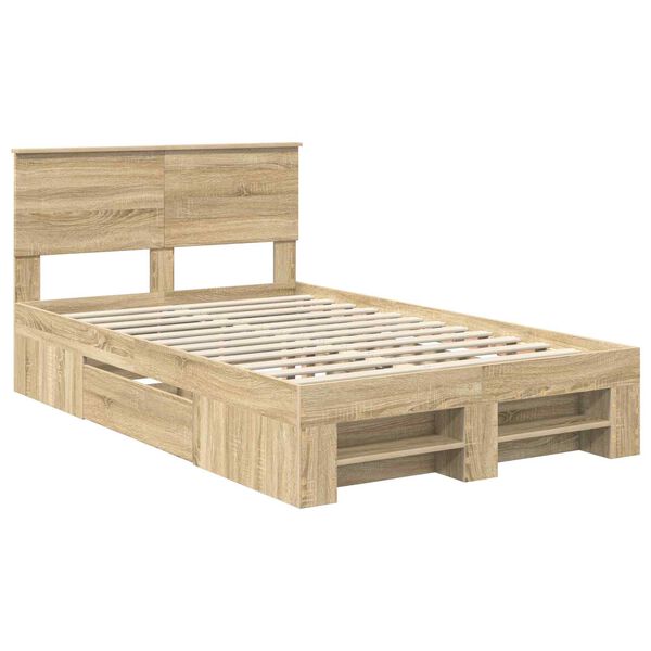 vidaXL Bed Frame Sonoma Oak 137 x 203 cm Engineered Wood