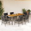 vidaXL 7 Piece Garden Dining Set with Cushions Grey Poly Rattan