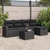 vidaXL 6 Piece Garden Sofa Set with Cushions Black Poly Rattan