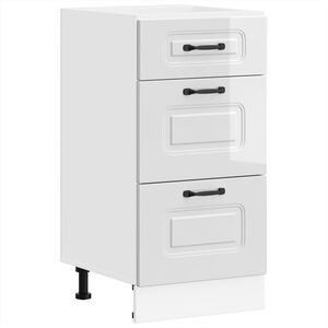 vidaXL Kitchen Base Cabinet "Kalmar" High Gloss White Engineered Wood
