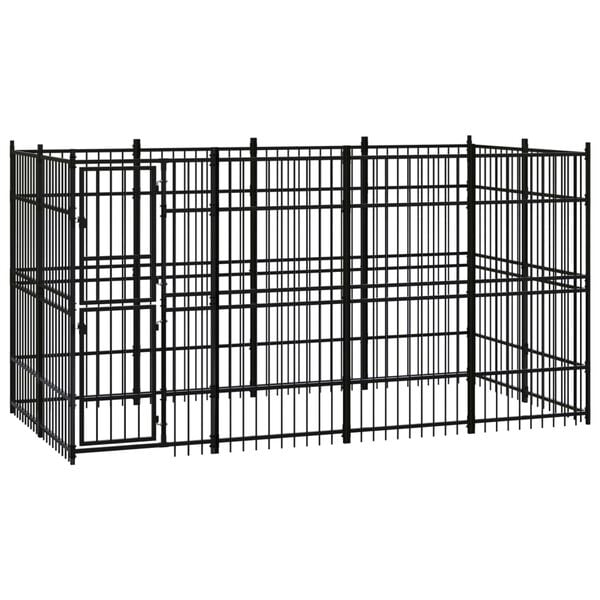 vidaXL Outdoor Dog Kennel Steel 7.37 m&sup2;