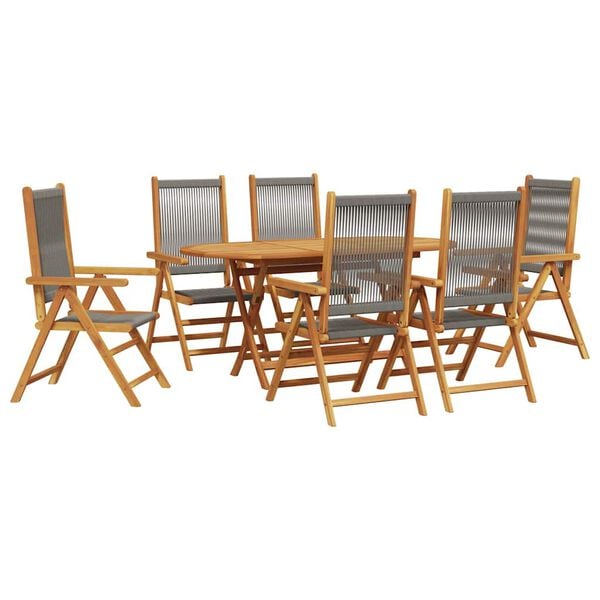 vidaXL Garden Dining Set Folding 7 pcs Grey Solid Acacia Wood