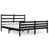 vidaXL Bed Frame without Mattress Black Solid Wood King Size
