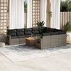 vidaXL 11 Piece Garden Sofa Set with Cushions Grey Poly Rattan