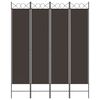 vidaXL 4-Panel Room Divider Brown 160x200 cm Fabric