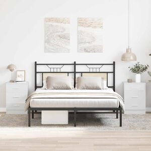 vidaXL Bedside Cabinet | Set of 2 | High gloss white | Engineered wood