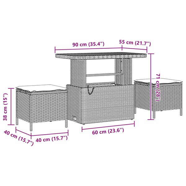 vidaXL Garden Sofa Set with Cushion Black Poly Rattan