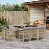 vidaXL 11 Piece Garden Dining Set with Cushions Mix Beige Poly Rattan