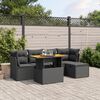 vidaXL 6 Piece Garden Sofa Set with Cushions Black Poly Rattan