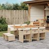 vidaXL 11 Piece Garden Dining Set with Cushions Beige Poly Rattan