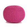 vidaXL Hand-Knitted Pouffe Cotton 50x35 cm Pink