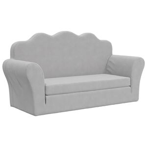 vidaXL Kids'Sofa Bed 2-Seater Light Grey Soft Plush