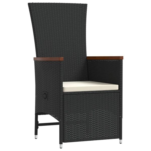 vidaXL 9 Piece Garden Dining Set with Cushions Black Poly Rattan