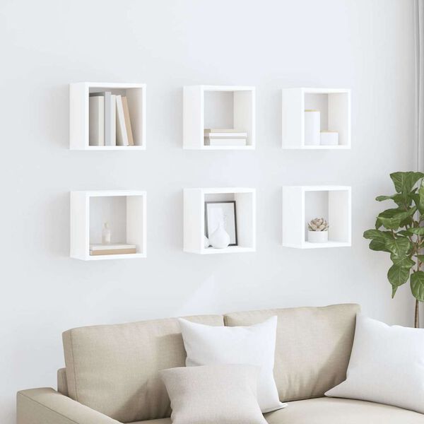 vidaXL Wall Cube Shelves 6 pcs White 26x15x26 cm