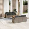 vidaXL 7 Piece Garden Sofa Set with Cushions Grey Poly Rattan