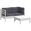 vidaXL 3 Piece Garden Lounge Set with Anthracite Cushions Pinewood
